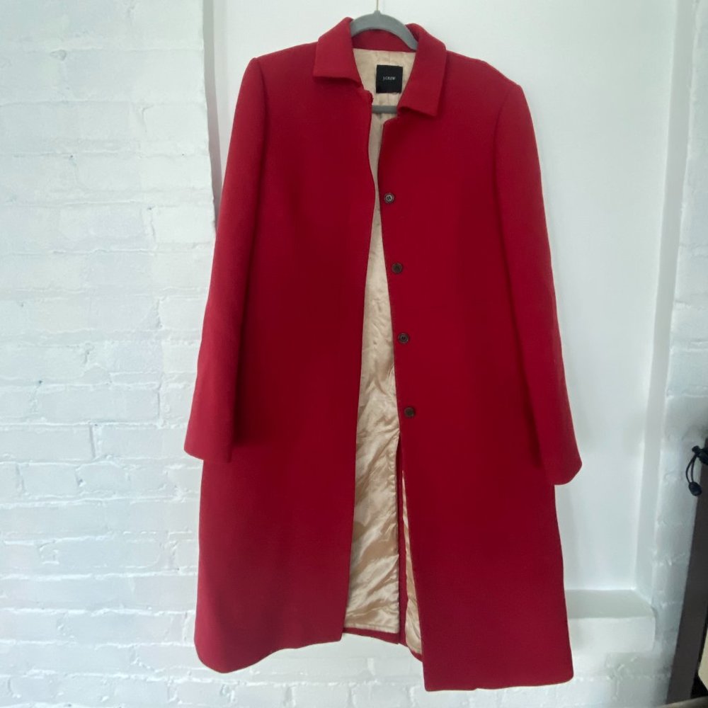 Red J. Crew Wool Blend Topcoat